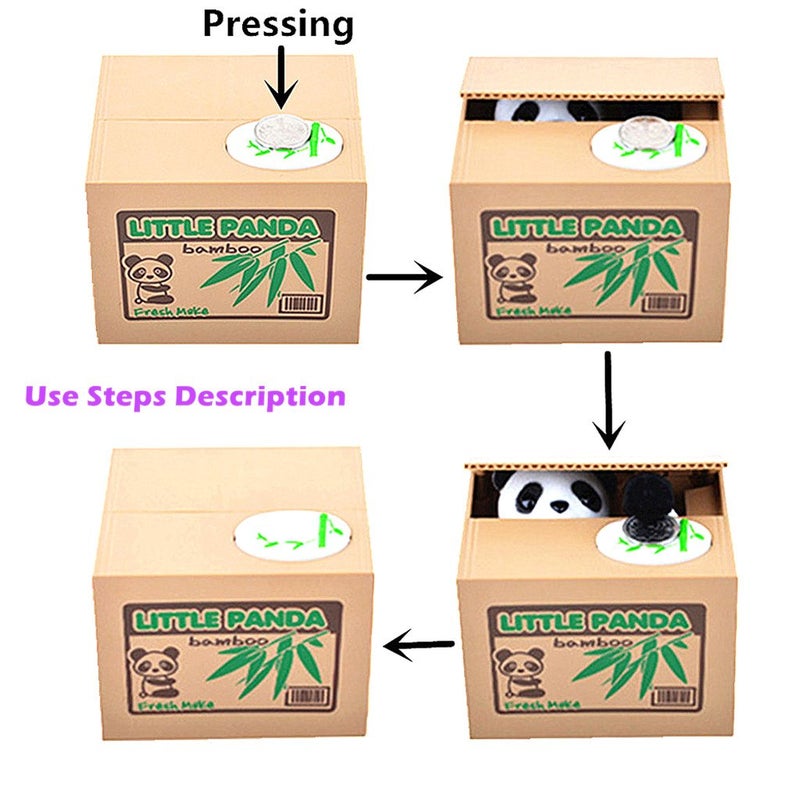 ALIMITOPIA Saving Money Box,Vocal Mischief Stealing Coin Piggy Bank Coin Storage Pot(Cartoon Panda) - Image 3